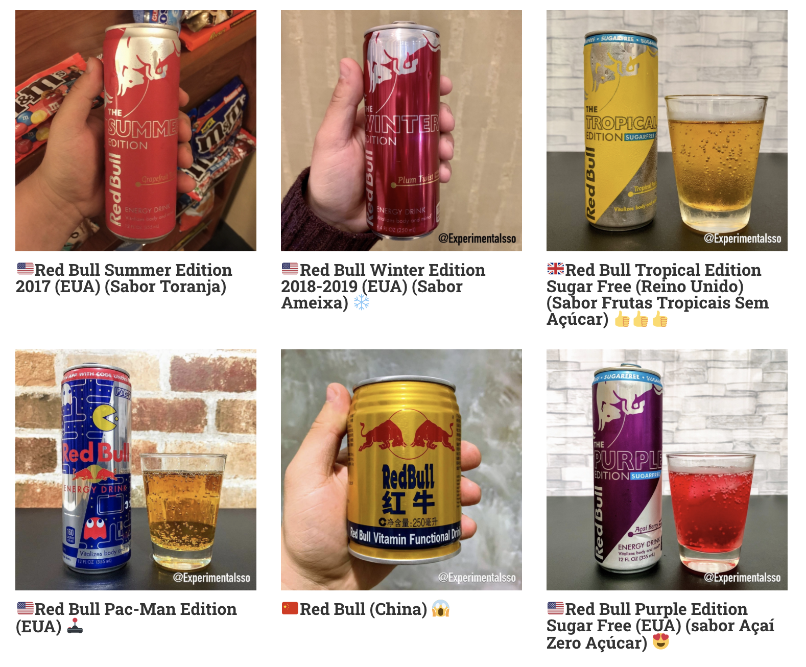 Lista de Sabores de Red Bull