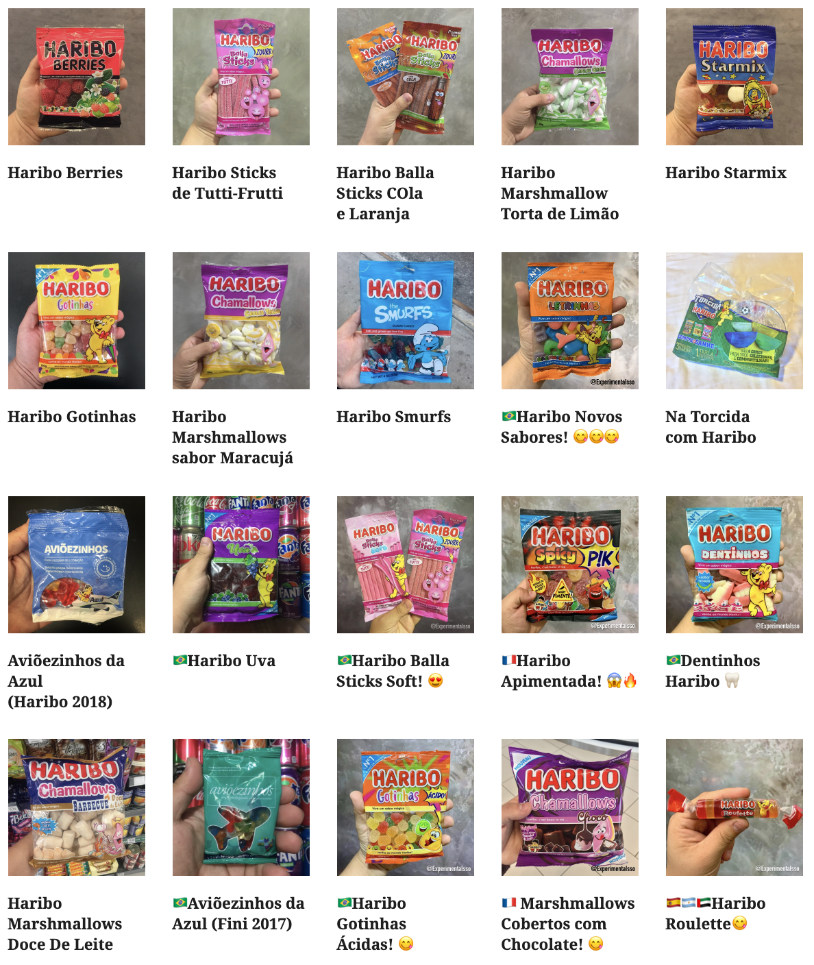 Lista de sabores de Bala Haribo