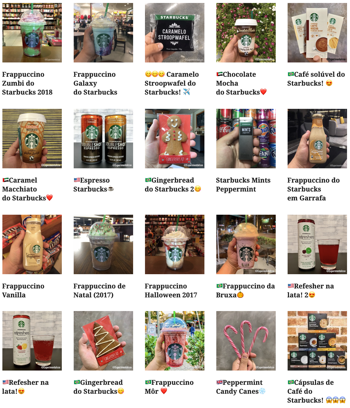 🇧🇷Lista de sabores do Starbucks