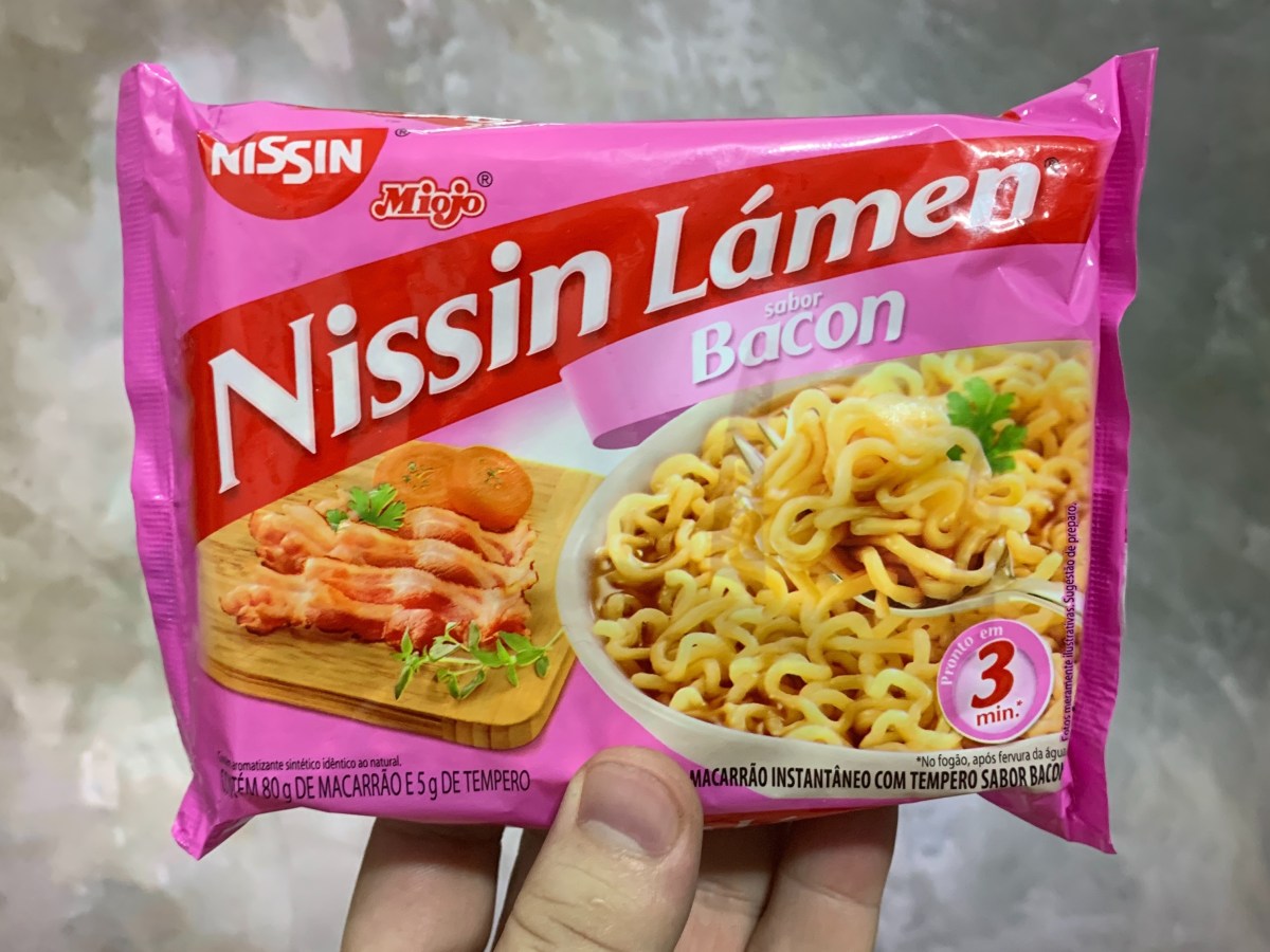 🇧🇷Nissin Miojo Lámen sabor Bacon (Brasil, 2020)