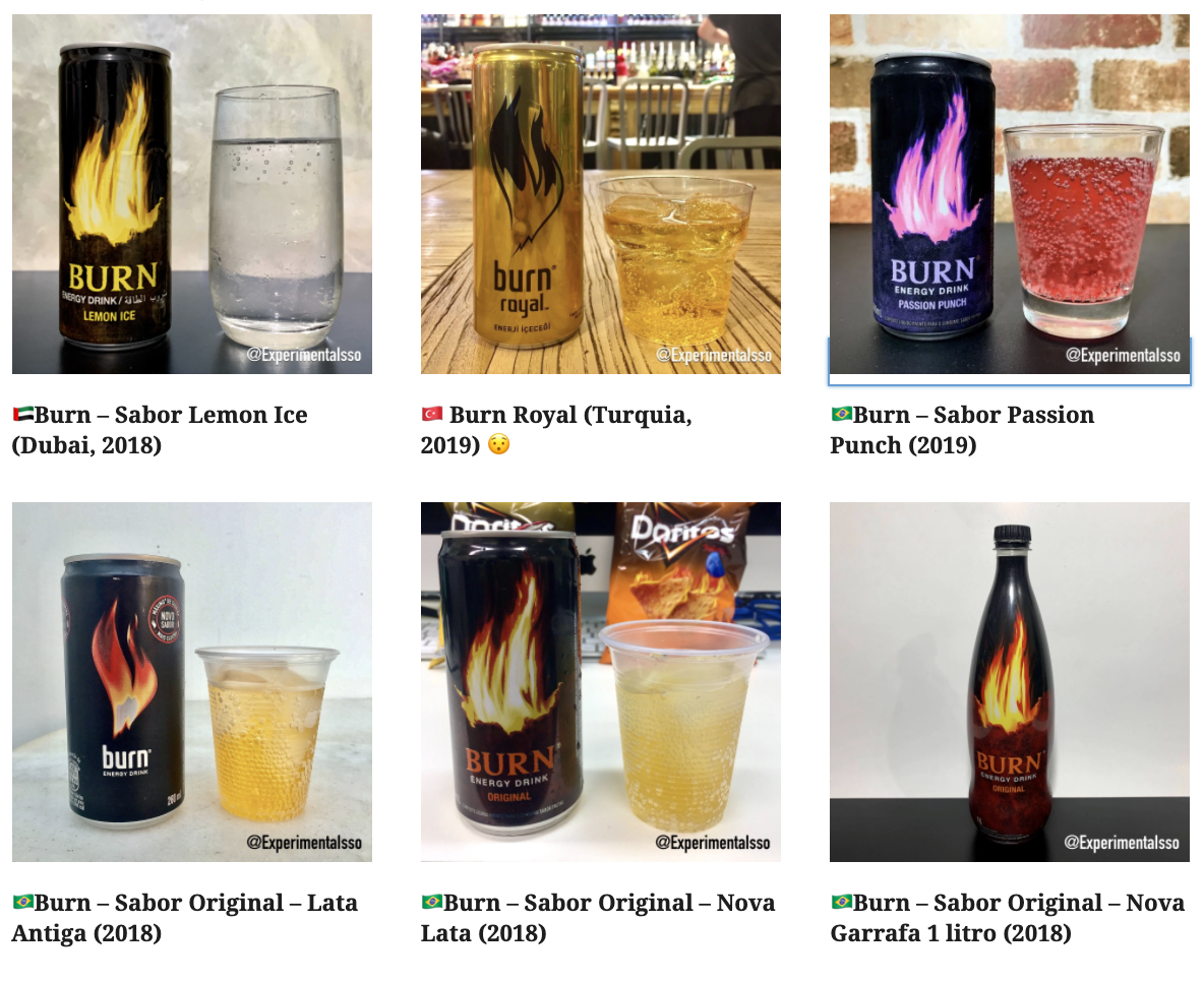 🇧🇷Lista de sabores de Burn Energy Drink
