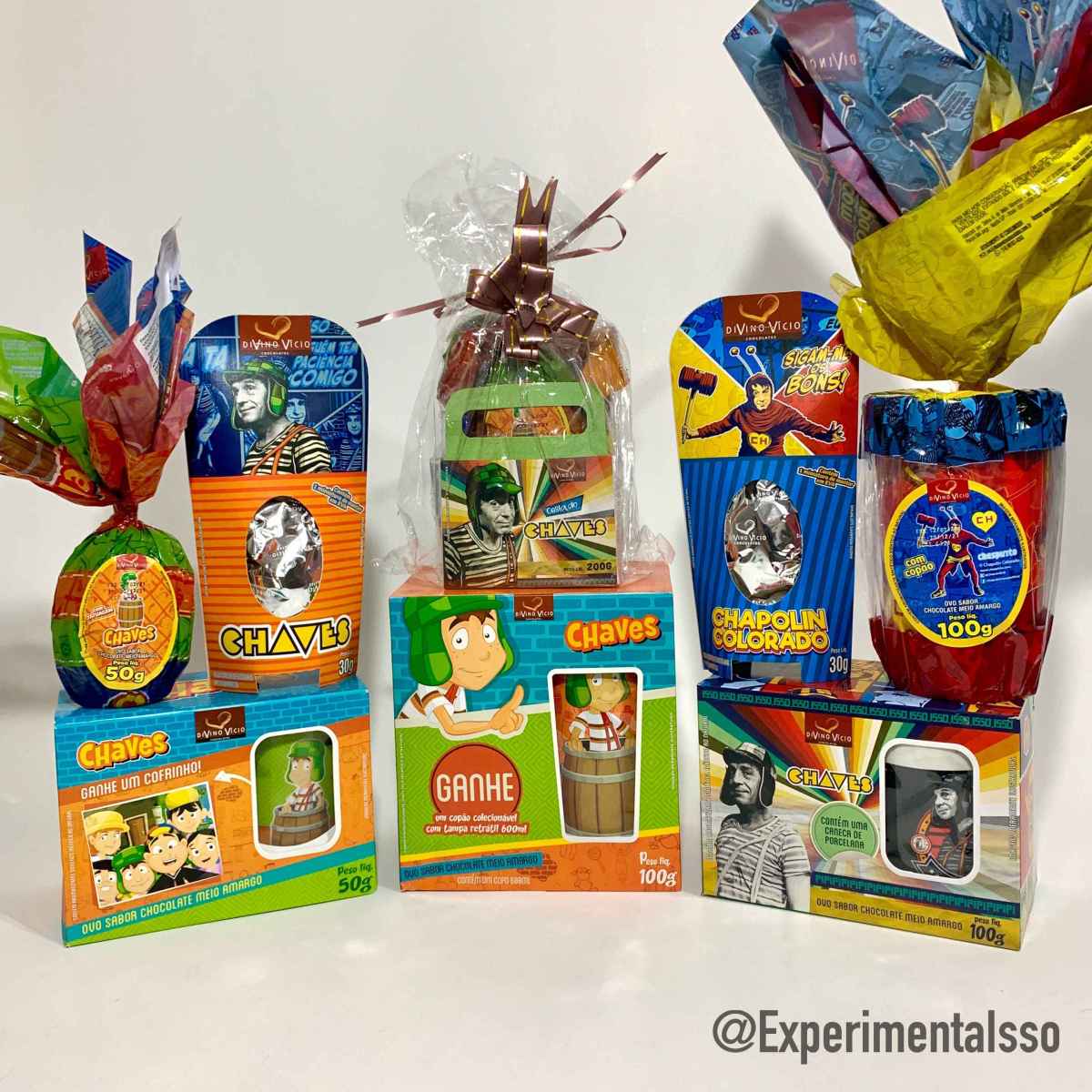 Ovos de Páscoa do Chaves e Chapolin Colorado com brinde surpresa da Divino Vicio (Brasil, 2021)