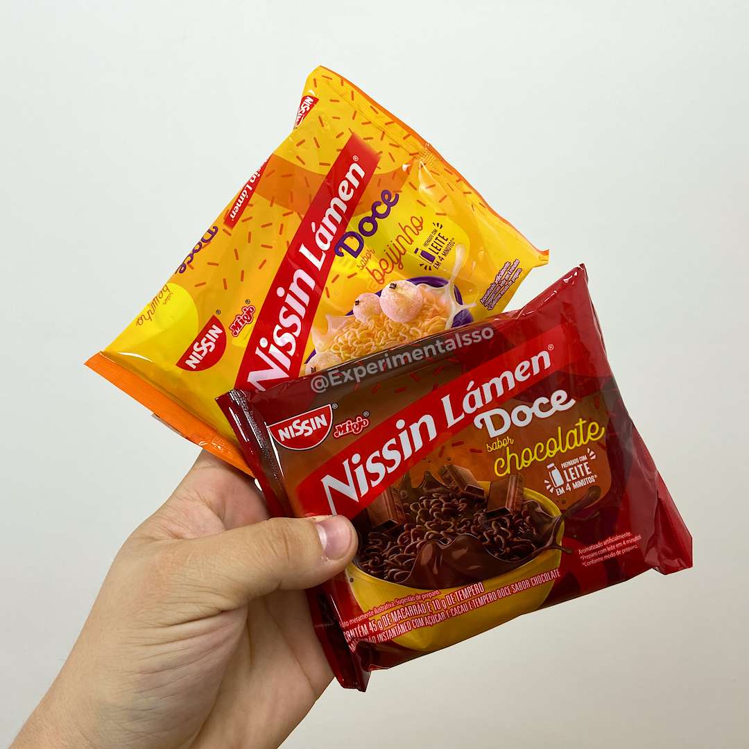 Nissin Lámen Miojo Doce (Sabor Chocolate e Sabor Beijinho)