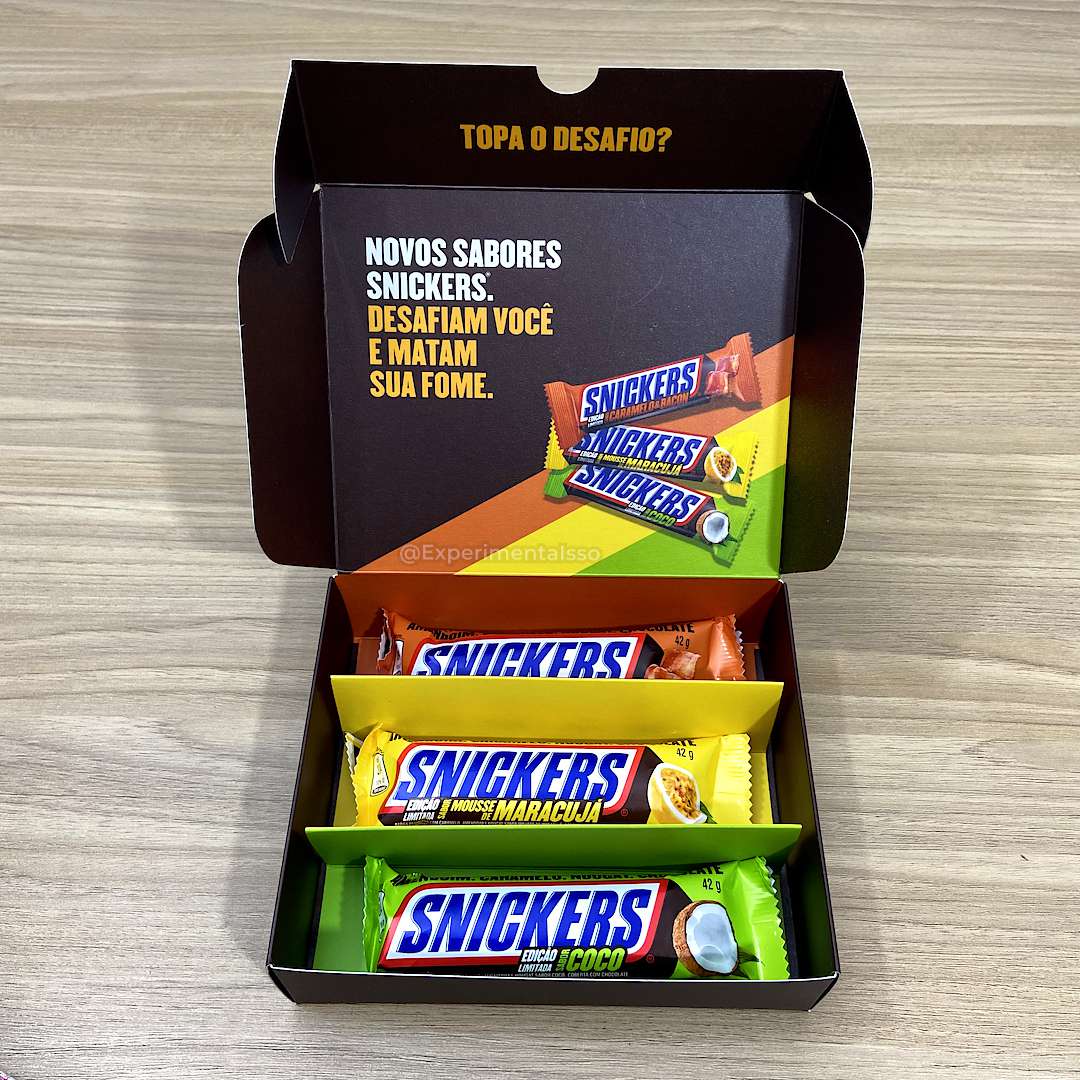 Novos Snickers Caramelo com Bacon, Mousse de Maracujá e Coco