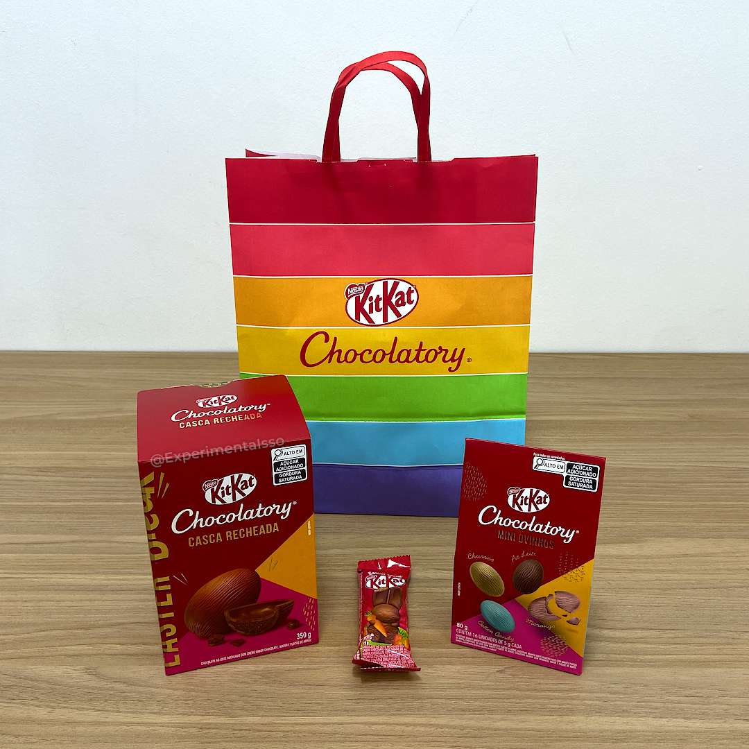 Ovo de Páscoa KitKat Chocolatory e Mini Ovinhos de Morango, Churros e Algodão Doce