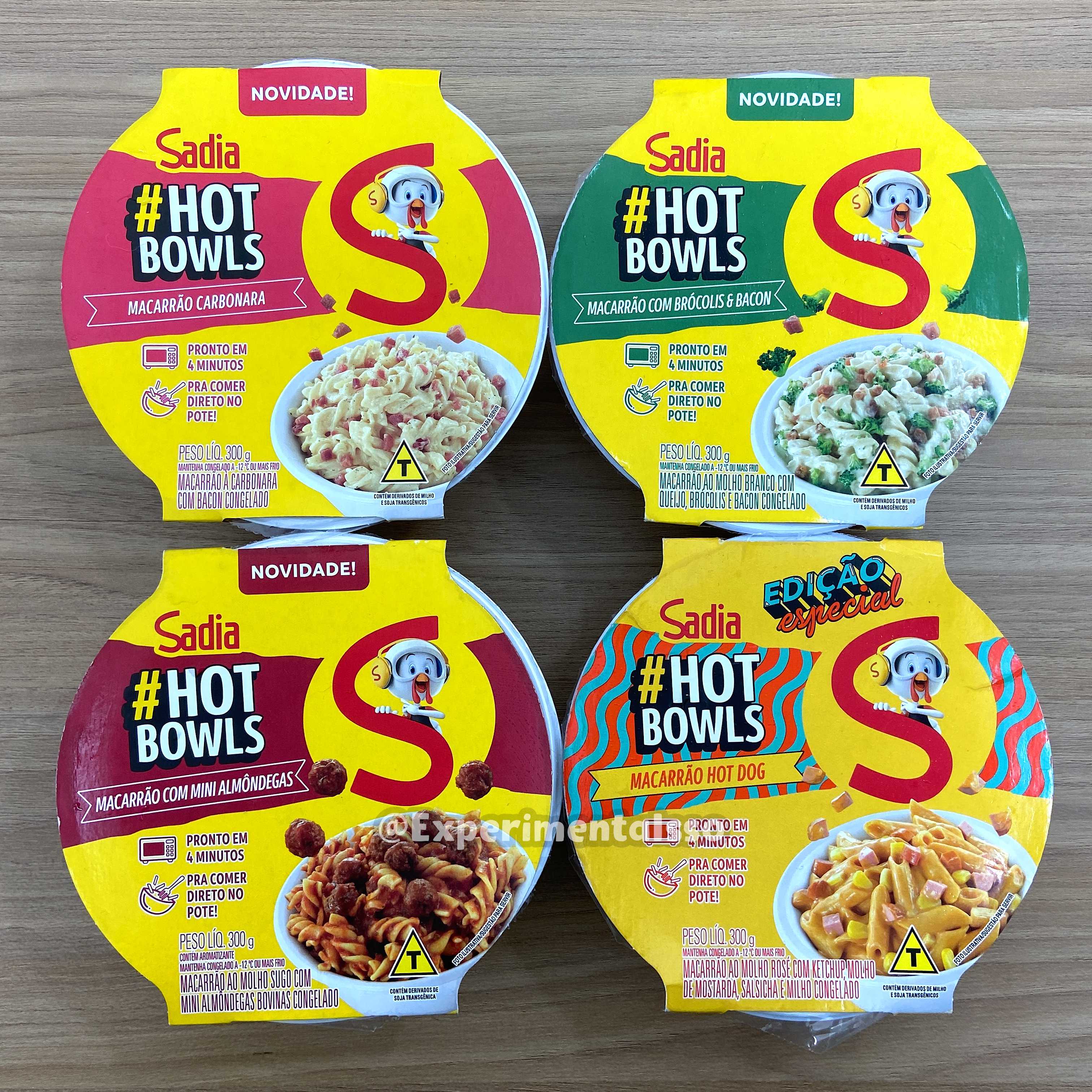 Novos Hot Bowls da Sadia (Carbonara, Mini Almôndegas, Brócolis com Bacon e Hot Dog)