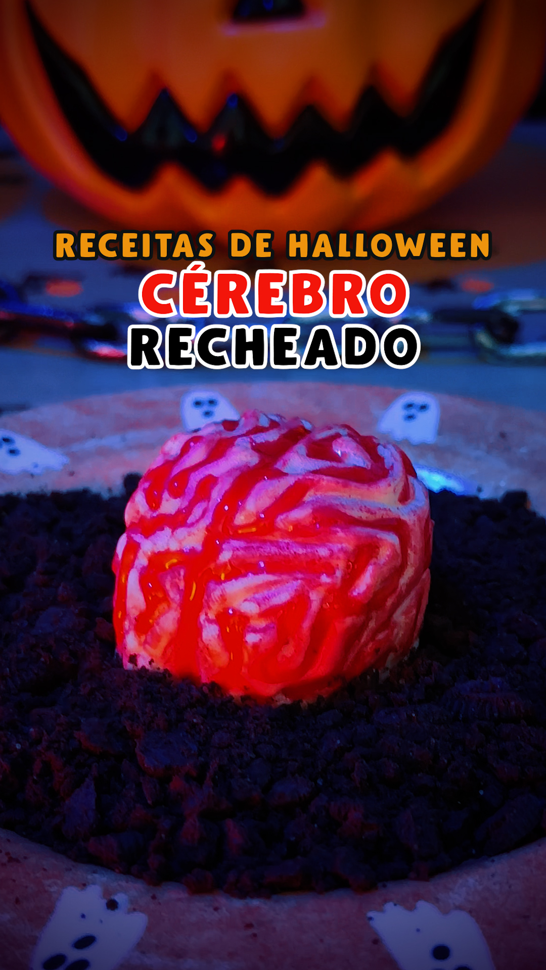 Receita Fácil de Cérebro de Chocolate para o Halloween
