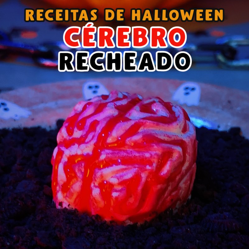 Receita Fácil de Cérebro de Chocolate para o Halloween