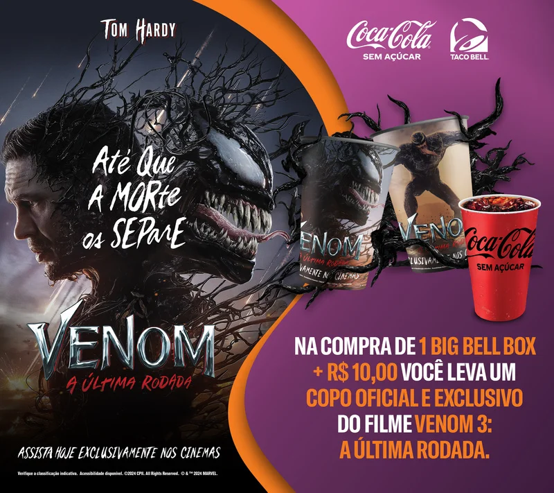Taco Bell e Coca-Cola Lançam Promoção Exclusiva do Filme “Venom: A Última Rodada”