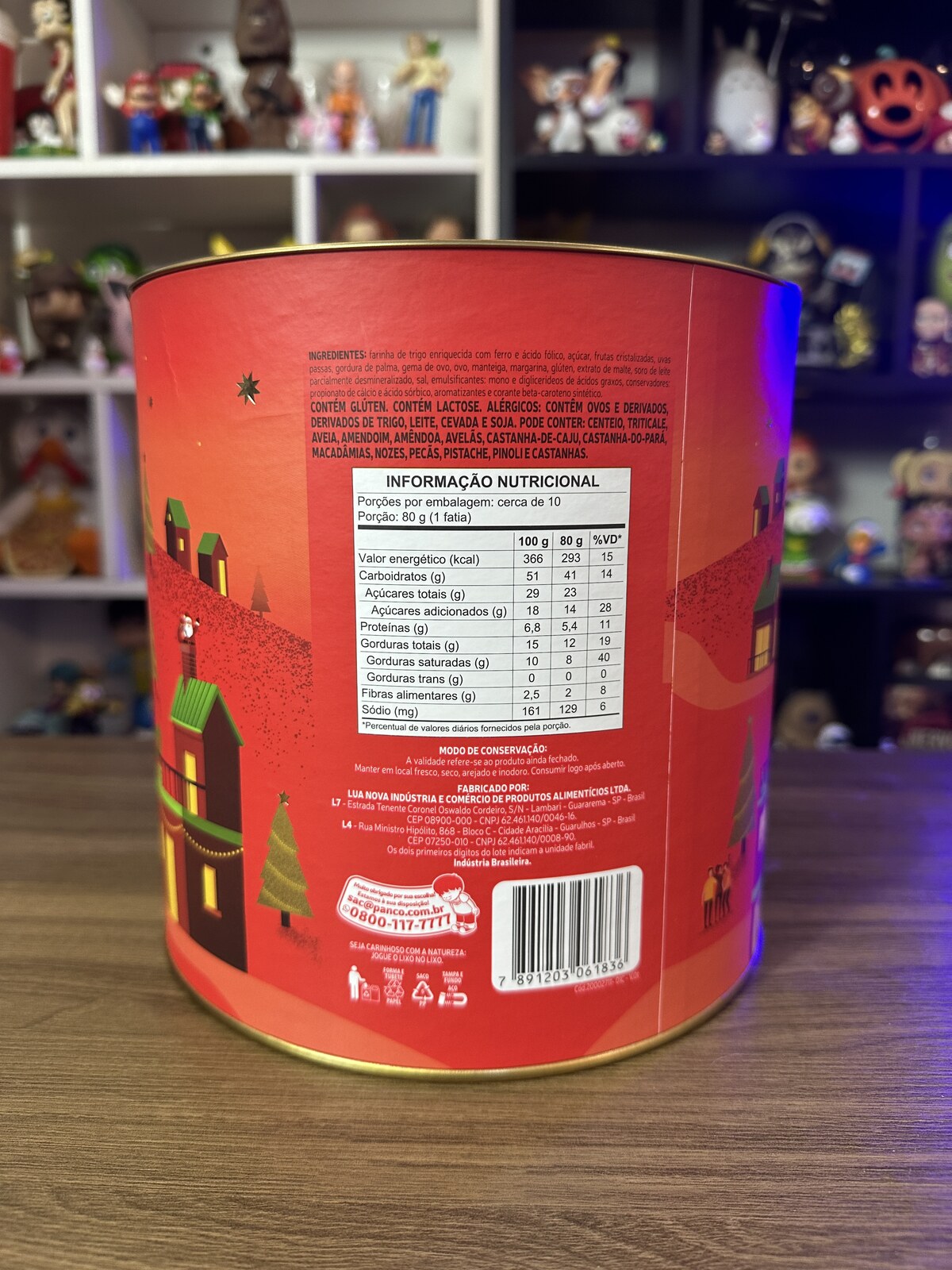 Tabela nutricional e lista de ingredientes do Panettone de Frutas Panco